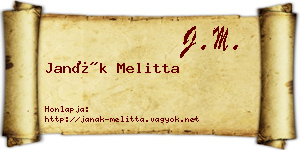 Janák Melitta névjegykártya